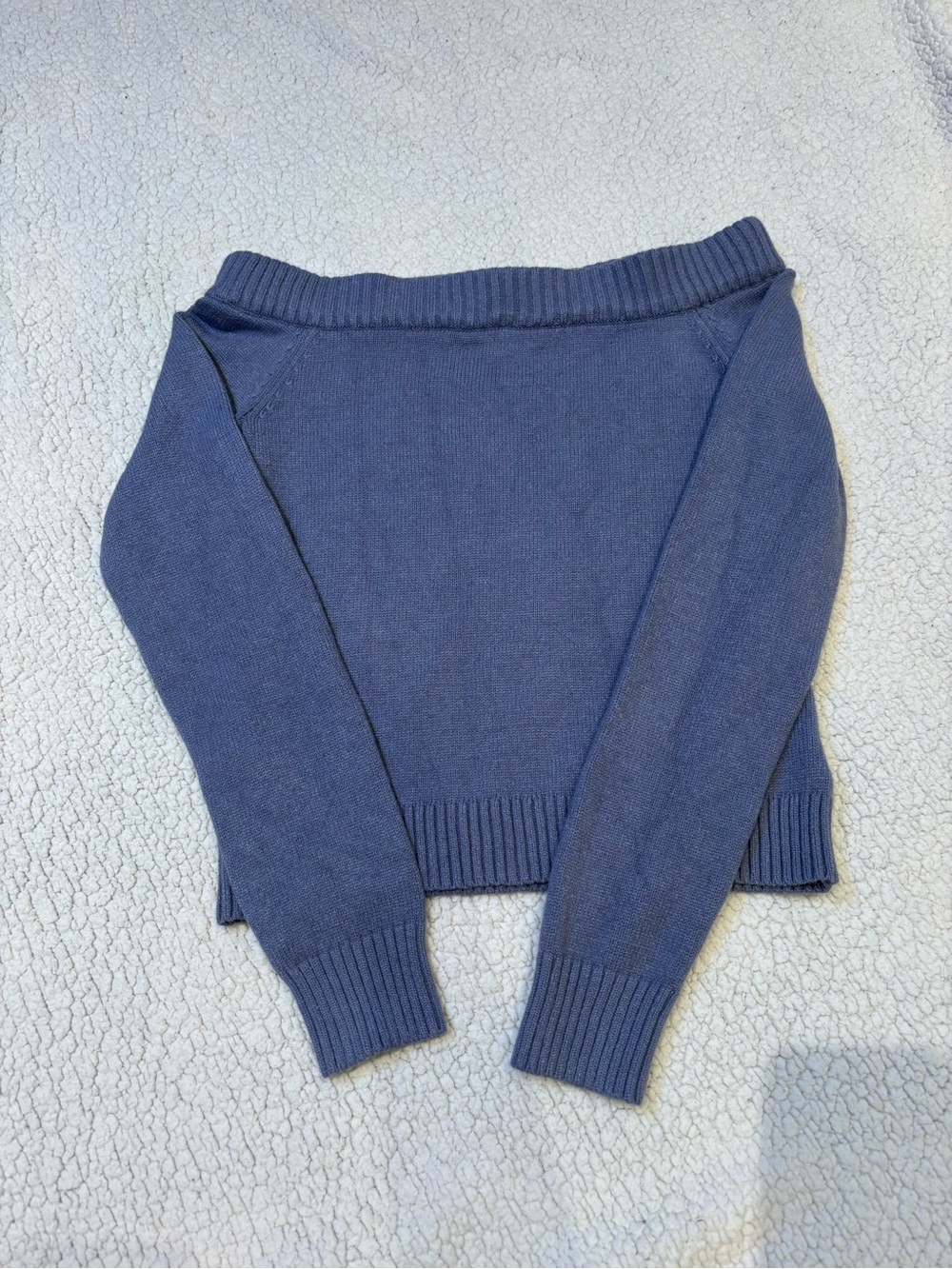 Edikted Off-the-Shoulder Navy Sweater